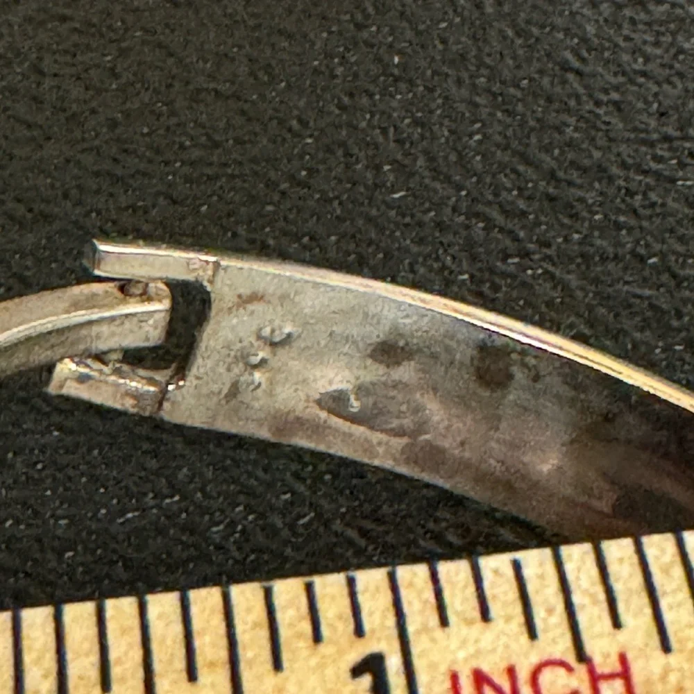 Vintage Silver Abalone Inlay Alpaca Bracelet from Mexico